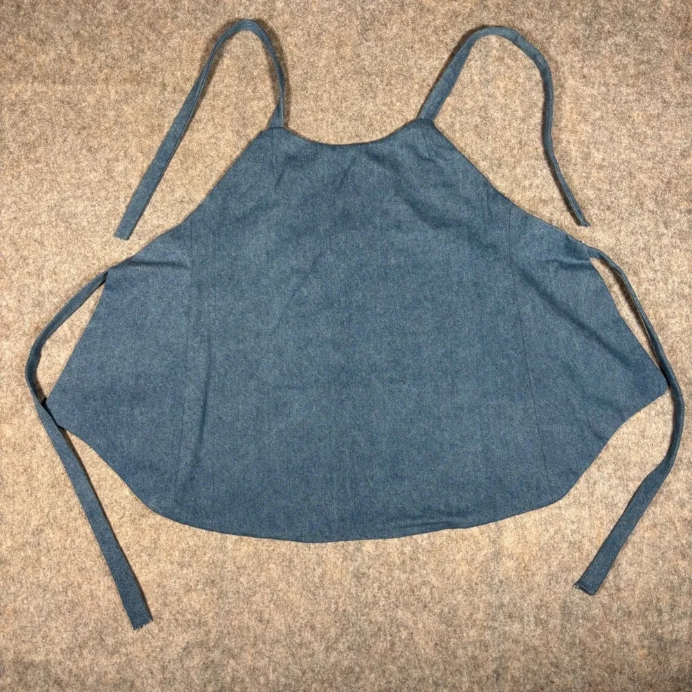 Reversible Denim Apron Unisex One Size Blue‎ Teal Floral Pattern Pocket Workwear